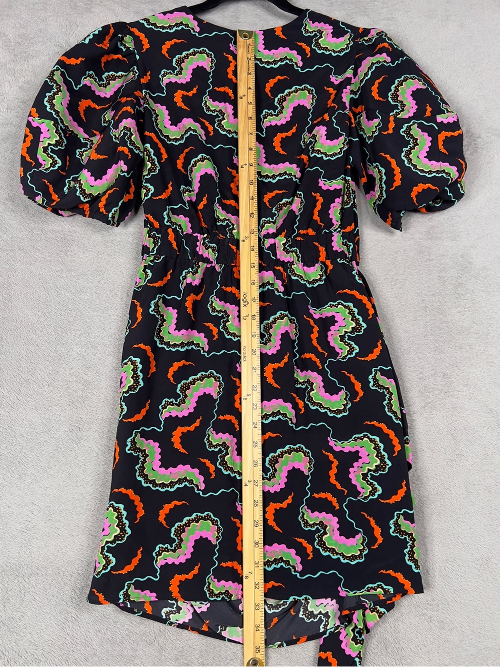 Rhode Pia Mini Dress Women's Size 2 Soundwave Print Billowy Ruched Asymmetric - Picture 15 of 15